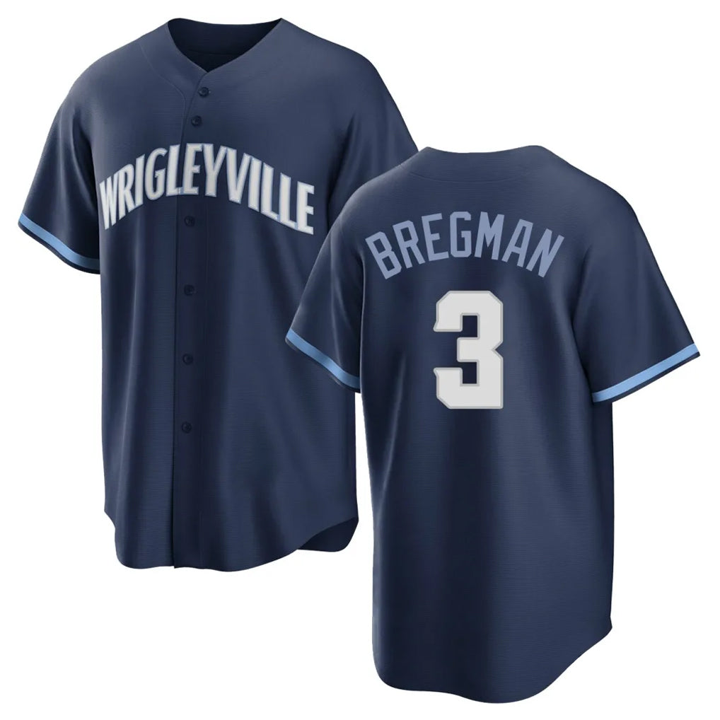 Fenge C.Cubs #3 Alex Bregman Navy City Connect Home Game Stitched Jerseys