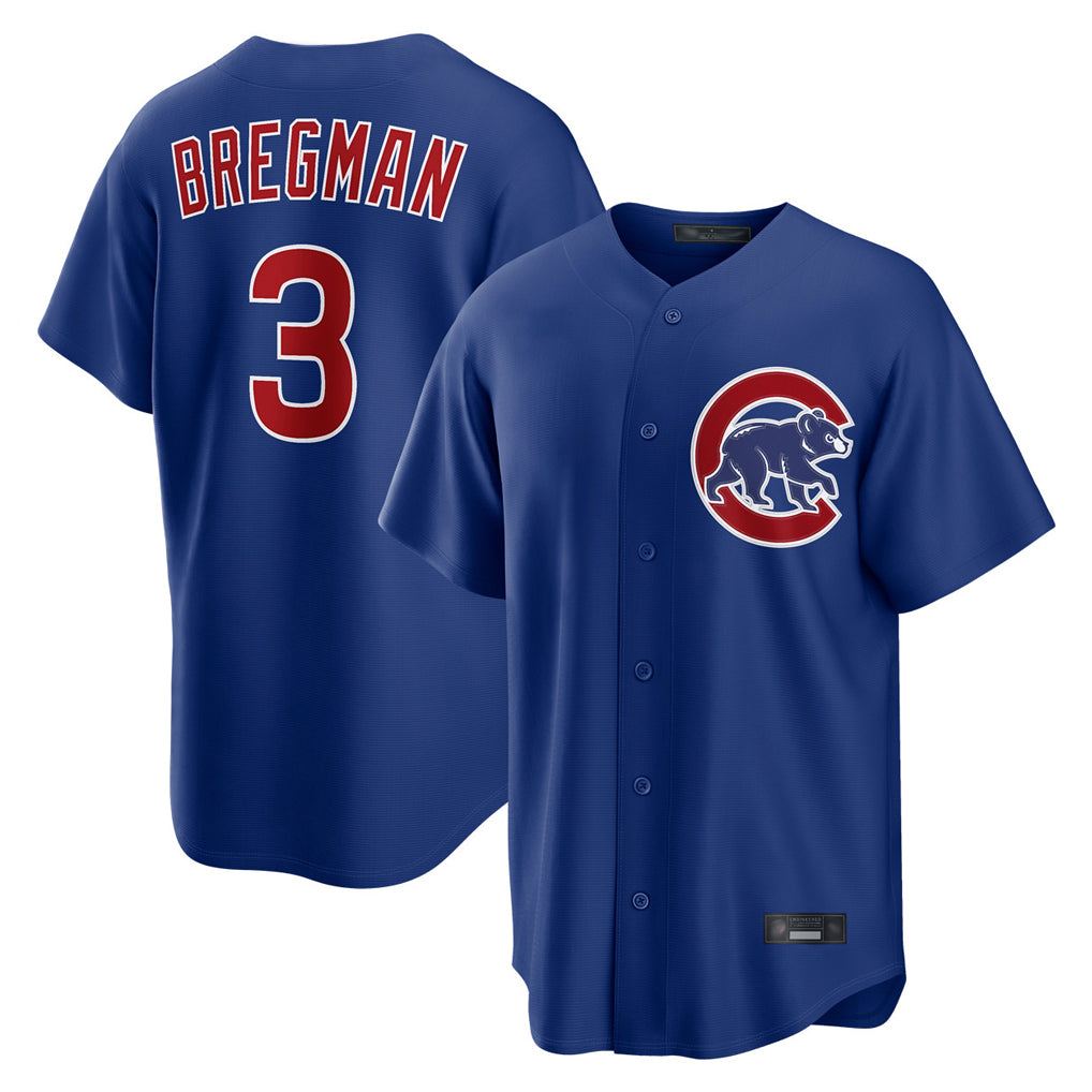 Fenge C.Cubs #3 Alex Bregman Royal Home Game Stitched Jerseys