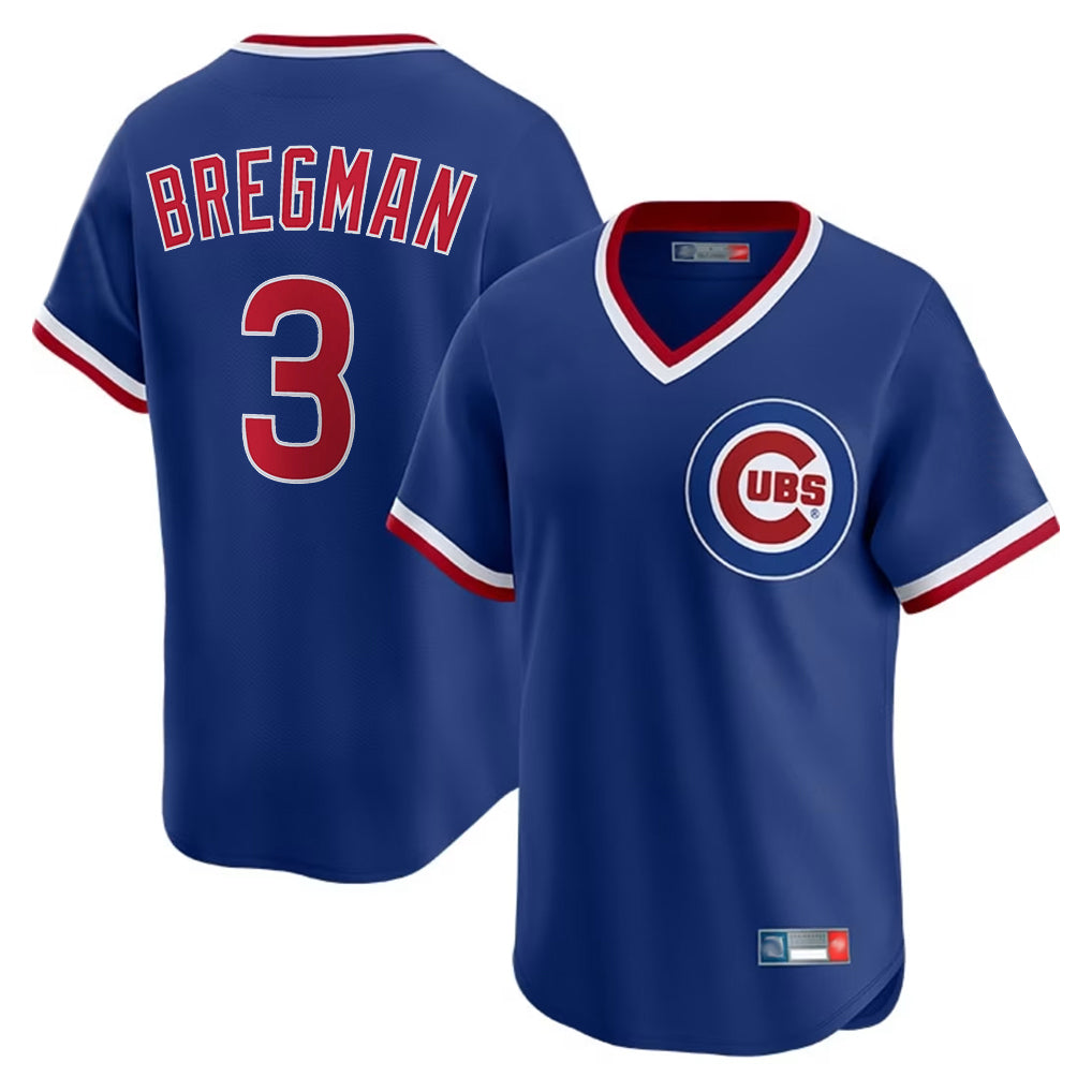 Fenge C.Cubs #3 Alex Bregman Royal T-shirt Cooperstown Collection Limited Stitched Jerseys