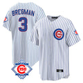 Fenge C.Cubs #3 Alex Bregman White 150th Anniversary Home Game Stitched Jerseys