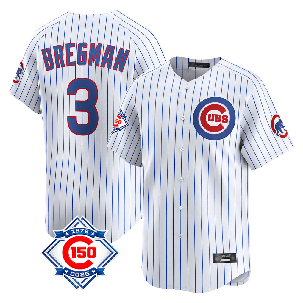 Fenge C.Cubs #3 Alex Bregman White Game Home Stitched Jerseys