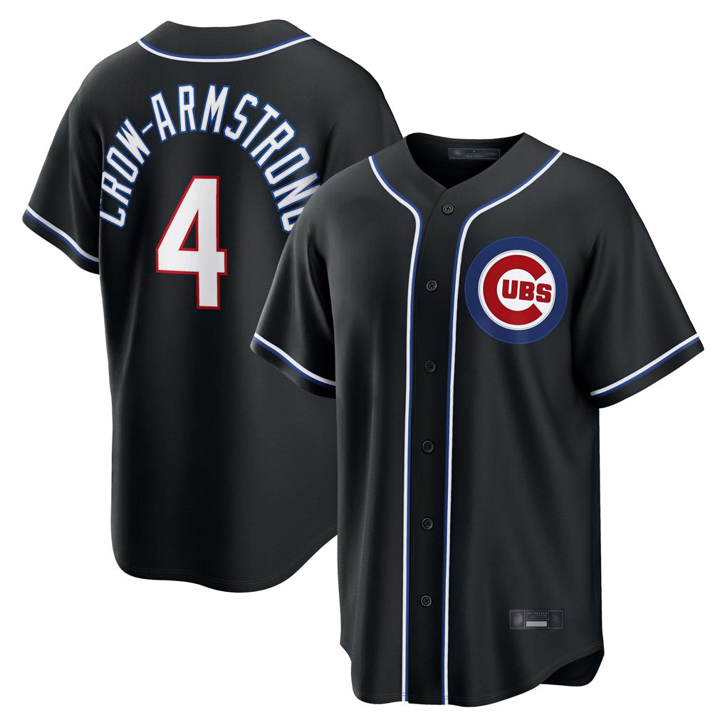 Fenge C.Cubs #4 Pete Crow-Armstrong Player Black Fashion Out Game Stitched Jerseys
