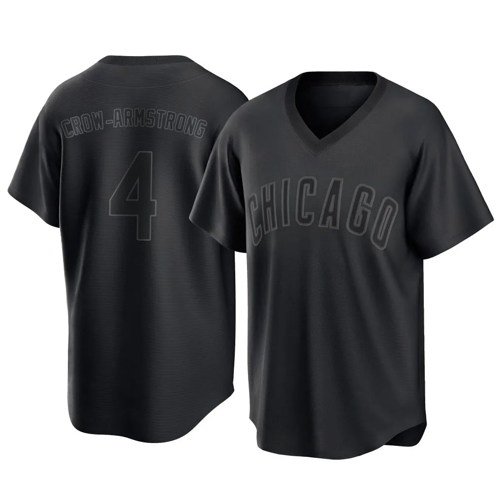 Fenge C.Cubs #4 Pete Crow-Armstrong Player Black T-shirt Home Game Stitched Jerseys