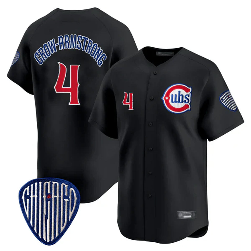 Fenge C.Cubs #4 Pete Crow-Armstrong Player Black Vapor Premier Limited Home Stitched Jerseys