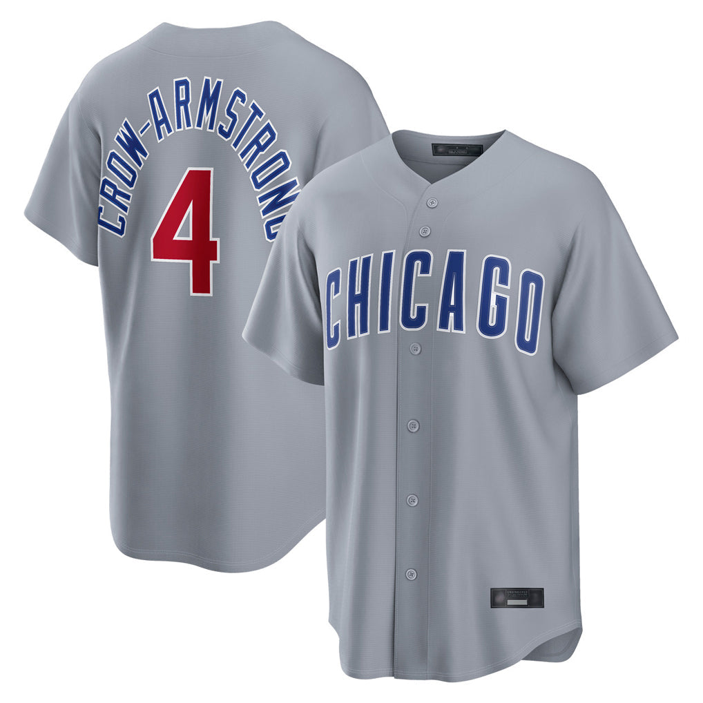 Fenge C.Cubs #4 Pete Crow-Armstrong Player Gray Home Game Stitched Jerseys