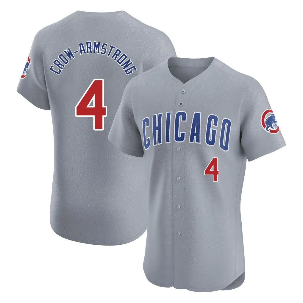 Fenge C.Cubs #4 Pete Crow-Armstrong Player Gray Road Limited Elite Home Stitched Jerseys