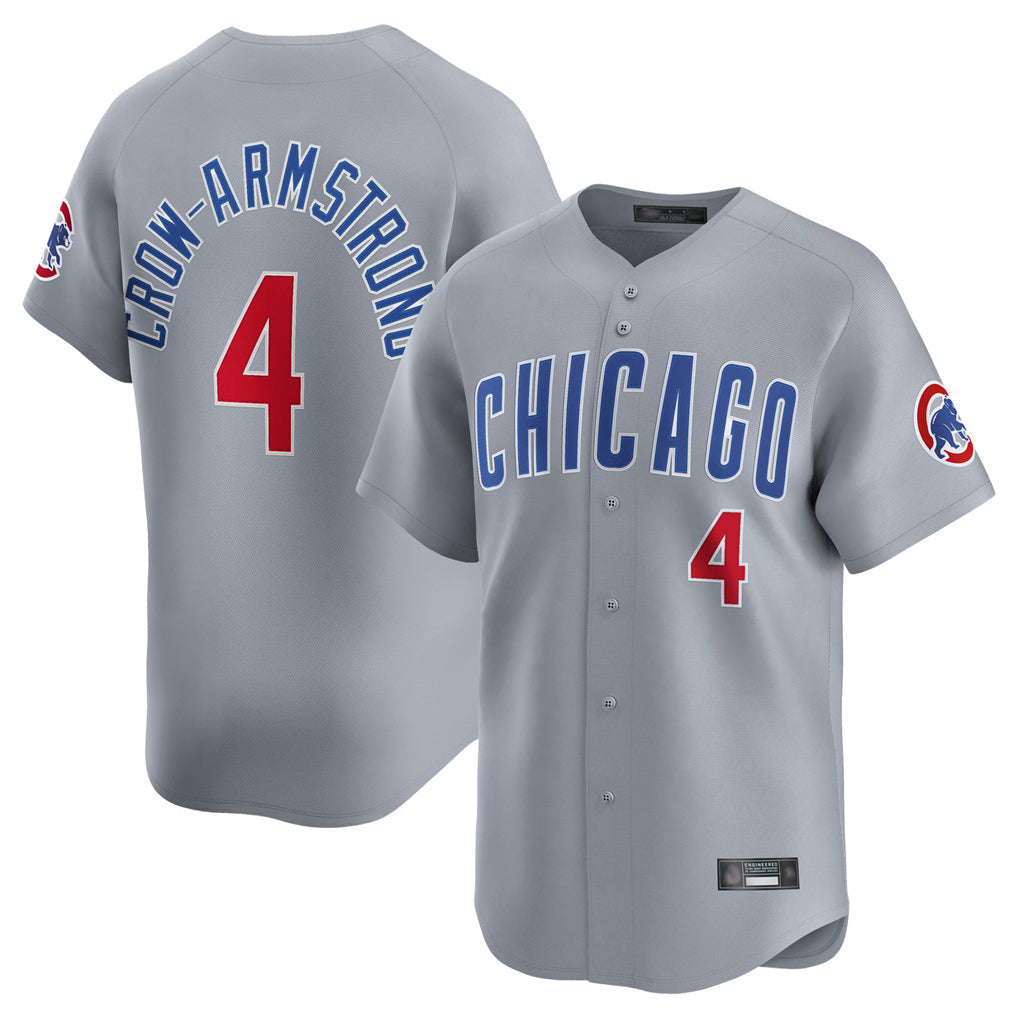 Fenge C.Cubs #4 Pete Crow-Armstrong Player Gray Road Limited Home Stitched Jerseys