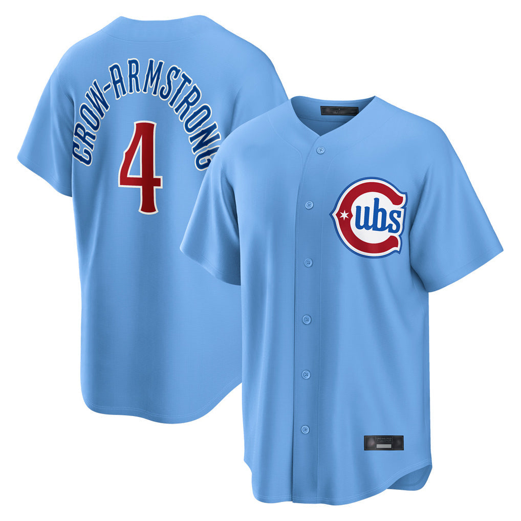 Fenge C.Cubs #4 Pete Crow-Armstrong Player Light Blue Home Game Stitched Jerseys