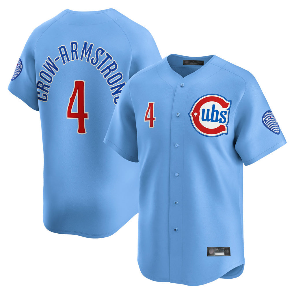 Fenge C.Cubs #4 Pete Crow-Armstrong Player Light Blue Limited Home Stitched Jerseys
