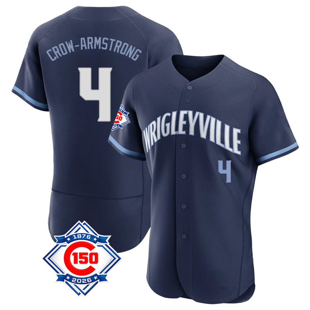 Fenge C.Cubs #4 Pete Crow-Armstrong Player Navy City Connect 150th Anniversary Limited Elite Home Stitched Jerseys