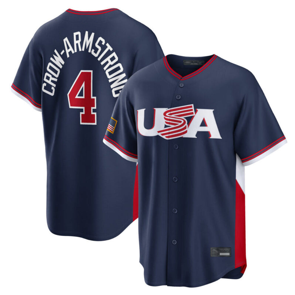 Fenge C.Cubs #4 Pete Crow-Armstrong Player Navy USA 2026 World Classic Home Limited Stitched Jerseys