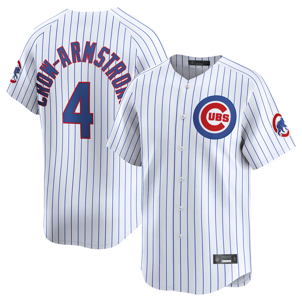 Fenge C.Cubs #4 Pete Crow-Armstrong Player White Limited Home Game Stitched Jerseys