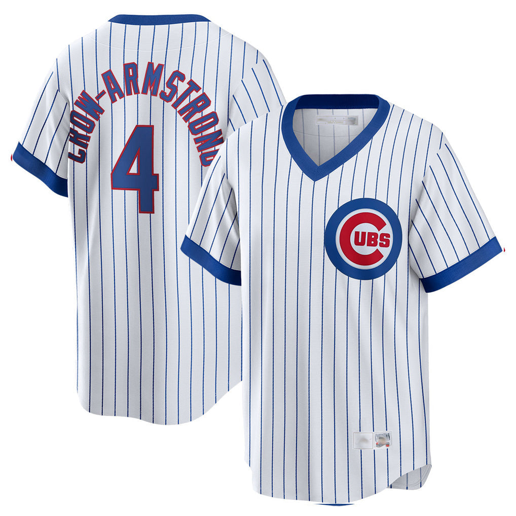 Fenge C.Cubs #4 Pete Crow-Armstrong Player White T-shirt Cooperstown Collection Limited Stitched Jerseys