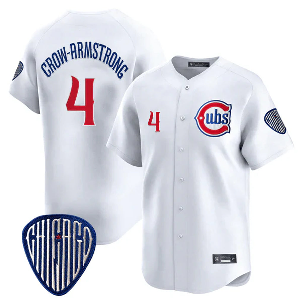 Fenge C.Cubs #4 Pete Crow-Armstrong Player White Vapor Premier Limited Home Stitched Jerseys