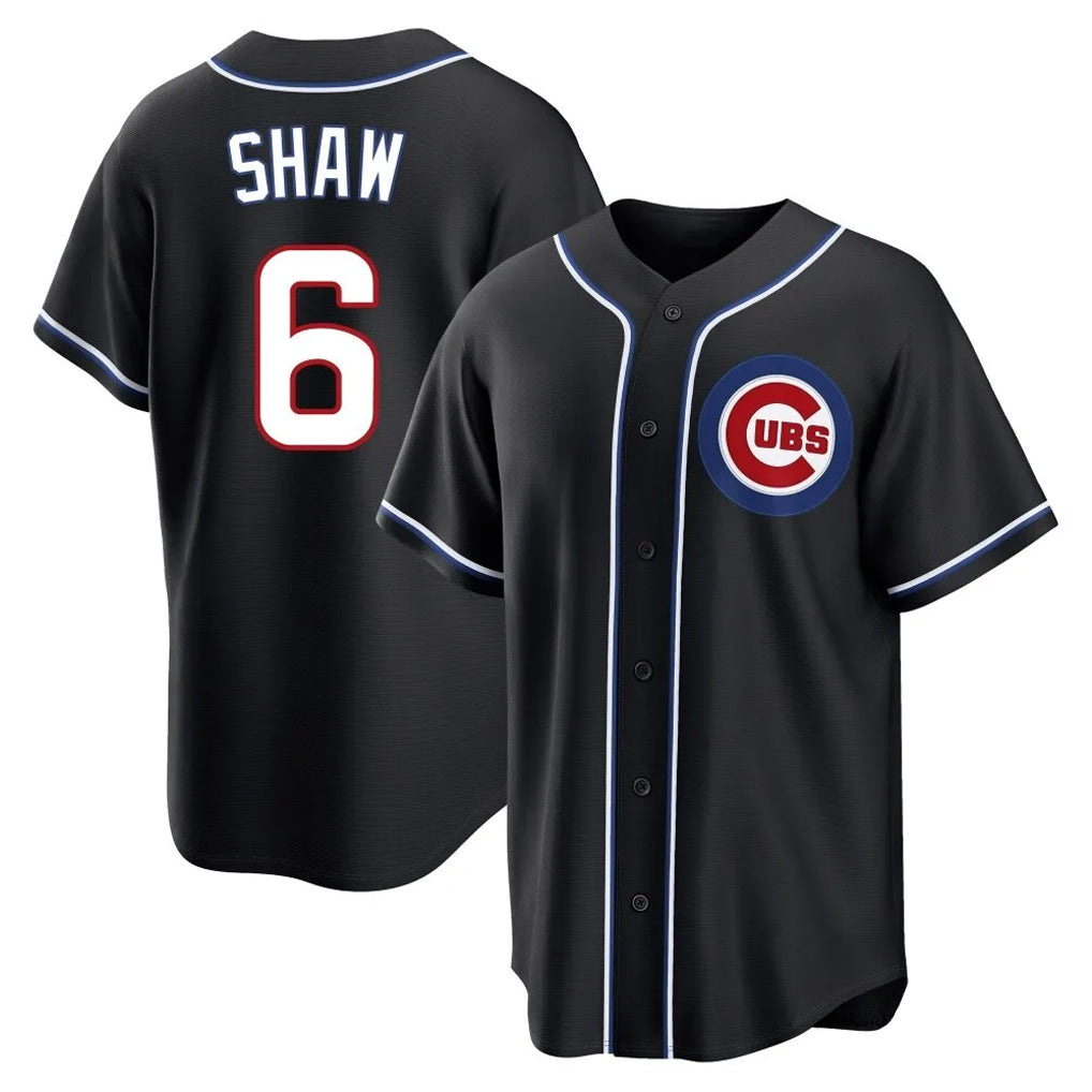 Fenge C.Cubs #6 Matt Shaw Player Black Fashion Out Game Stitched Jerseys