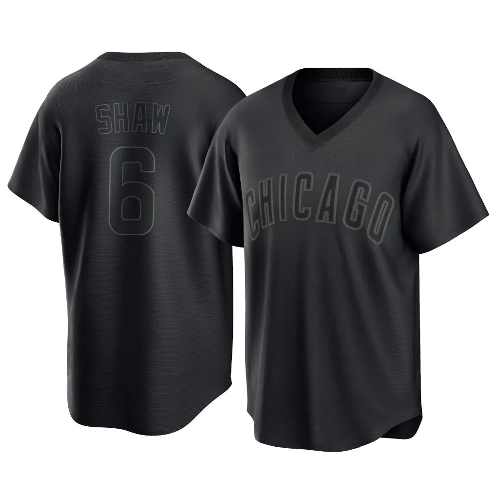 Fenge C.Cubs #6 Matt Shaw Player Black T-shirt Home Game Stitched Jerseys