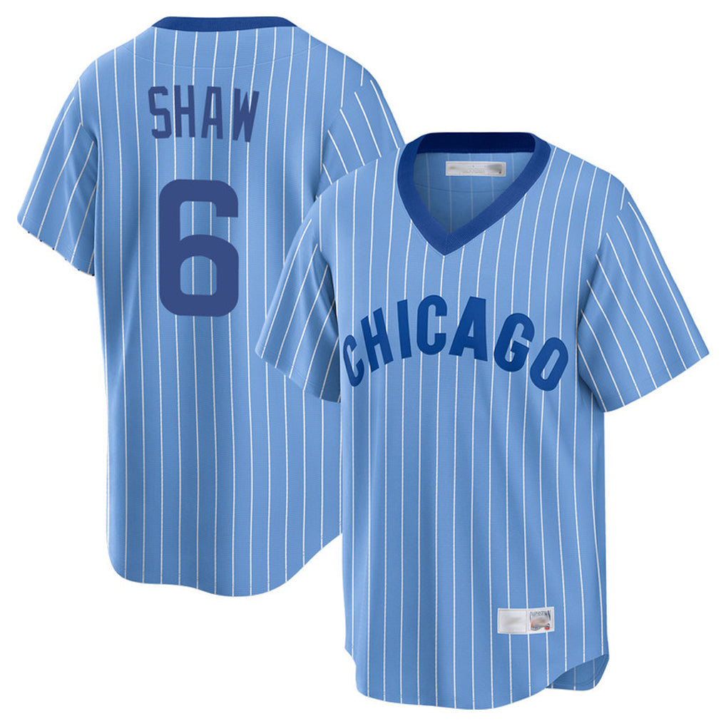 Fenge C.Cubs #6 Matt Shaw Player Blue T-shirt Cooperstown Collection Limited Stitched Jerseys