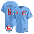 Fenge C.Cubs #6 Matt Shaw Player Light Blue 150th Anniversary Limited Home Stitched Jerseys