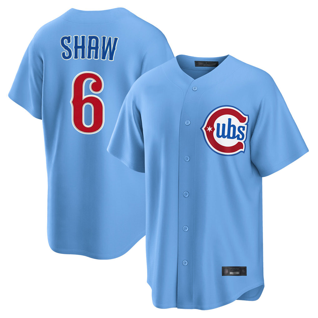 Fenge C.Cubs #6 Matt Shaw Player Light Blue Home Game Stitched Jerseys