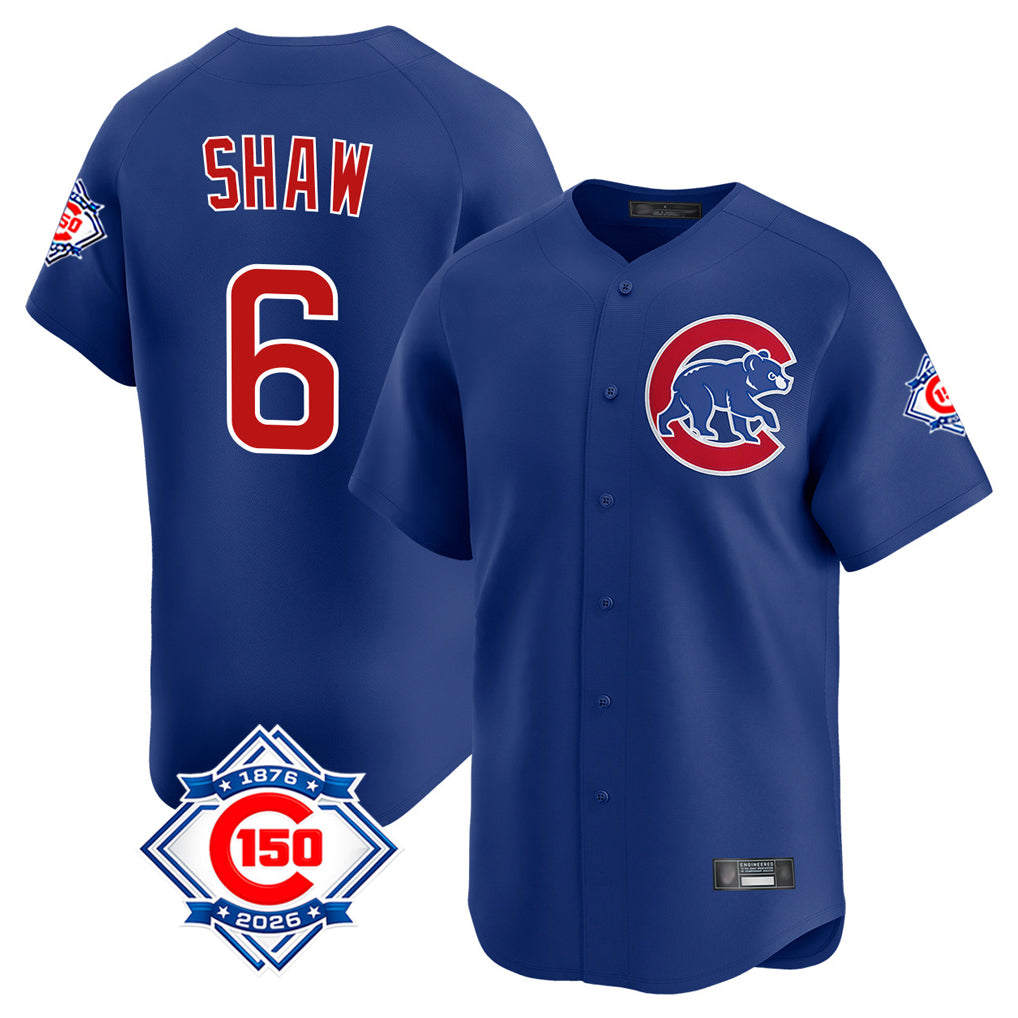Fenge C.Cubs #6 Matt Shaw Player Royal 150th Anniversary Limited Home Stitched Jerseys