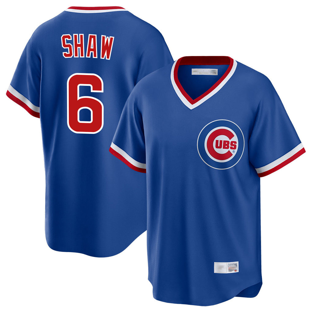 Fenge C.Cubs #6 Matt Shaw Player Royal T-shirt Cooperstown Collection Limited Stitched Jerseys