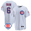 Fenge C.Cubs #6 Matt Shaw Player White 150th Anniversary Home Game Stitched Jerseys