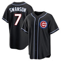 Fenge C.Cubs #7 Dansby Swanson Player Black Fashion Out Game Stitched Jerseys