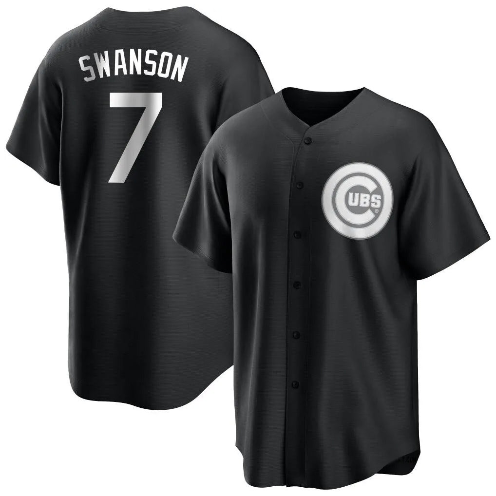 Fenge C.Cubs #7 Dansby Swanson Player Black Game Stitched Jerseys