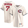 Fenge C.Cubs #7 Dansby Swanson Player Cream Field of Dreams Limited Home Game Stitched Jerseys