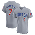 Fenge C.Cubs #7 Dansby Swanson Player Gray Road Limited Elite Home Stitched Jerseys