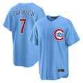Fenge C.Cubs #7 Dansby Swanson Player Light Blue Home Game Stitched Jerseys