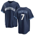 Fenge C.Cubs #7 Dansby Swanson Player Navy City Connect Home Game Stitched Jerseys