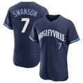 Fenge C.Cubs #7 Dansby Swanson Player Navy City Connect Limited Elite Home Stitched Jerseys