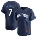 Fenge C.Cubs #7 Dansby Swanson Player Navy City Connect Limited Home Stitched Jerseys