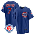 Fenge C.Cubs #7 Dansby Swanson Player Royal 150th Anniversary Home Game Stitched Jerseys