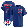 Fenge C.Cubs #7 Dansby Swanson Player Royal 150th Anniversary Limited Home Stitched Jerseys
