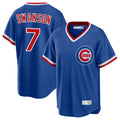 Fenge C.Cubs #7 Dansby Swanson Player Royal T-shirt Cooperstown Collection Limited Stitched Jerseys