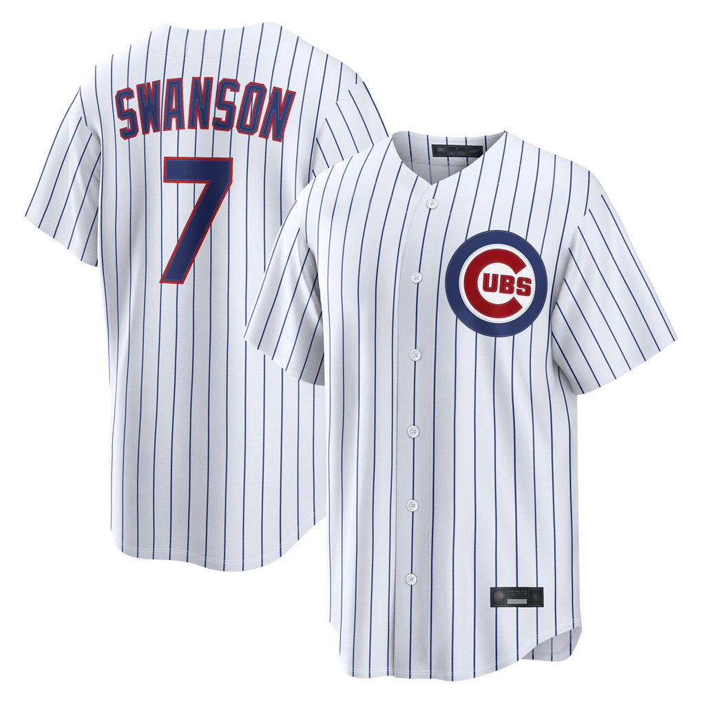 Fenge C.Cubs #7 Dansby Swanson Player White Game Home Stitched Jerseys