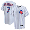 Fenge C.Cubs #7 Dansby Swanson Player White Home Game Stitched Jerseys