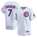 Fenge C.Cubs #7 Dansby Swanson Player White Limited Home Game Stitched Jerseys