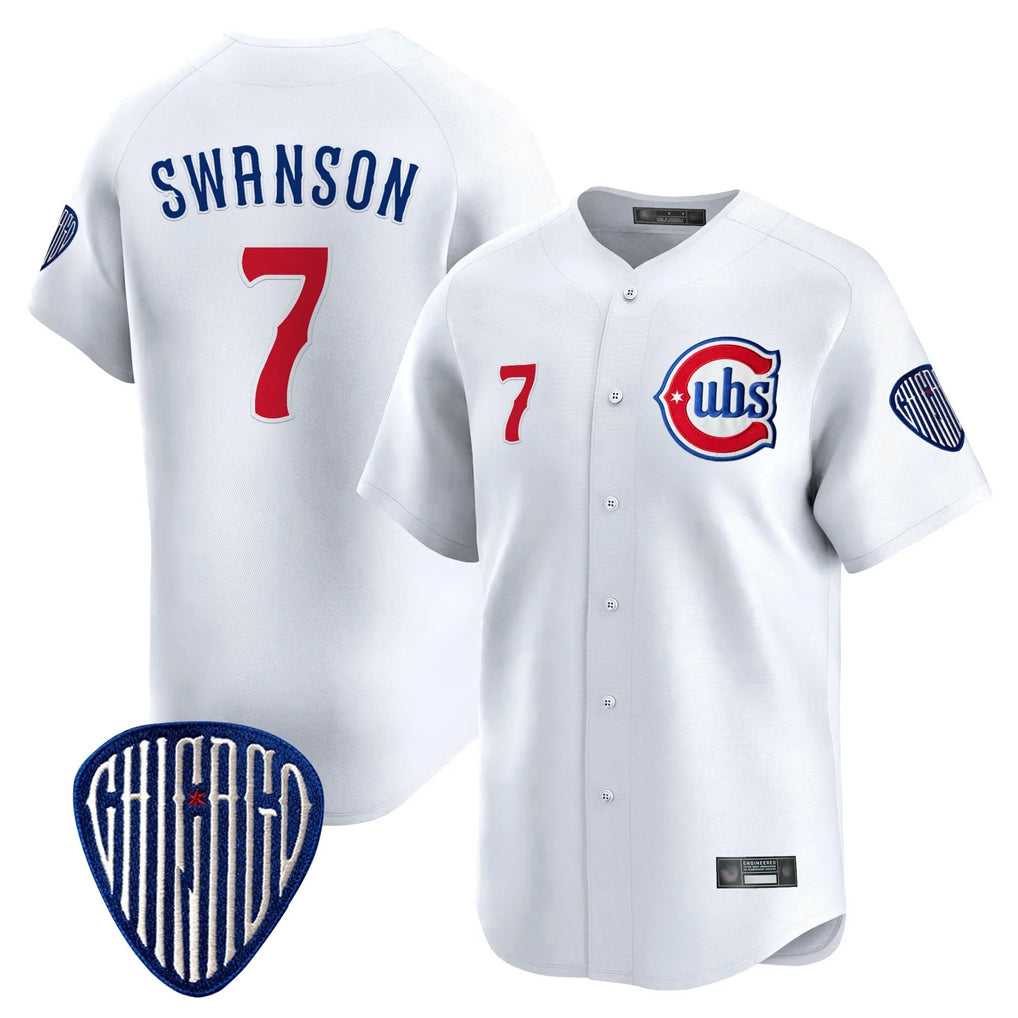 Fenge C.Cubs #7 Dansby Swanson Player White Vapor Premier Limited Home Stitched Jerseys