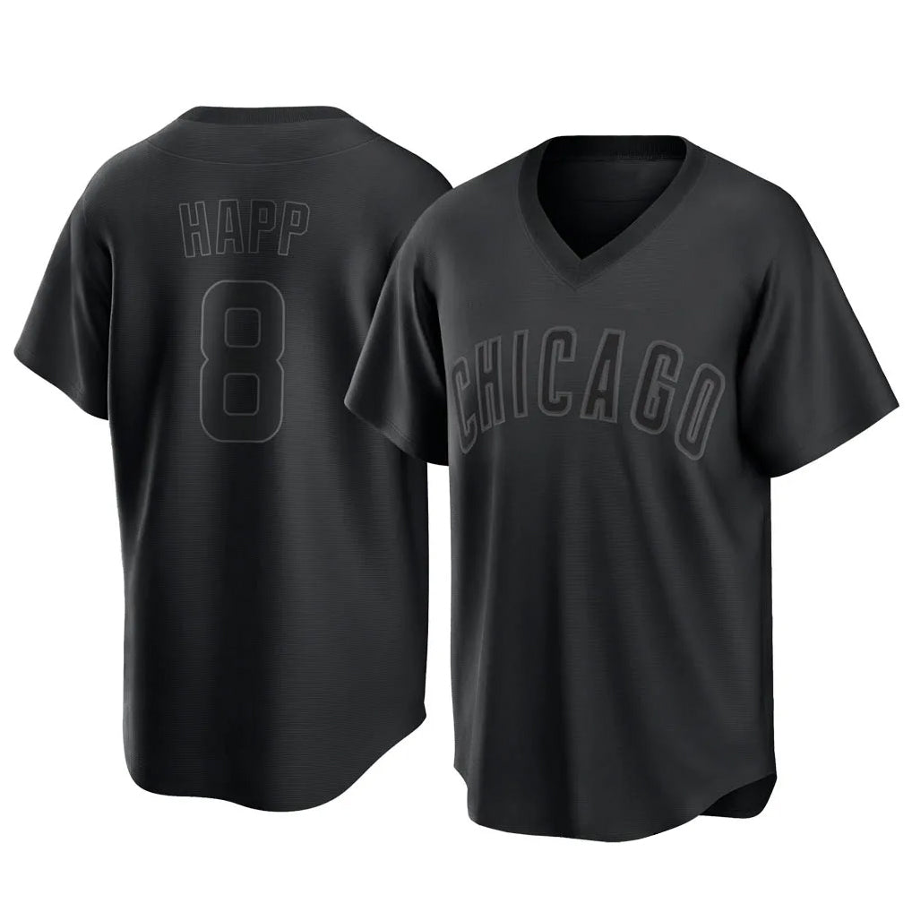 Fenge C.Cubs #8 Ian Happ Player Black T-shirt Home Game Stitched Jerseys