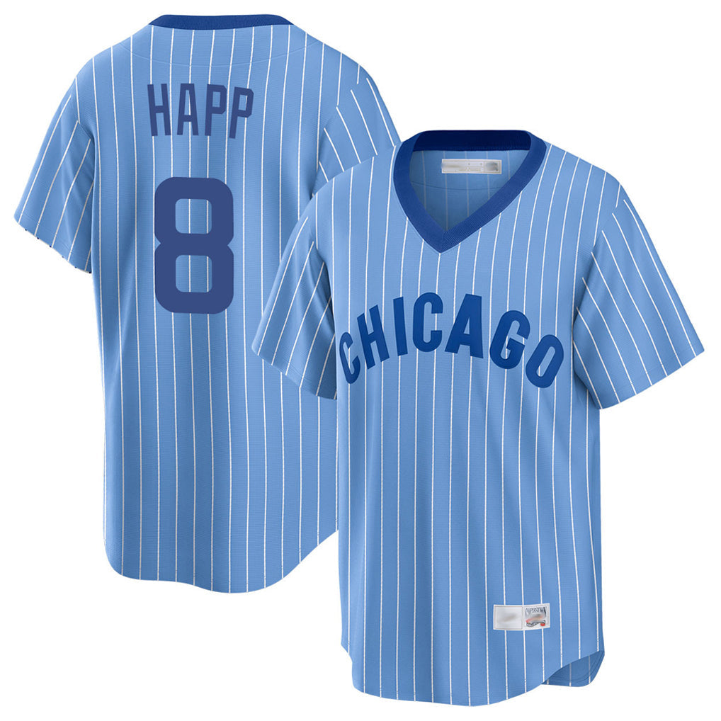 Fenge C.Cubs #8 Ian Happ Player Blue T-shirt Cooperstown Collection Limited Stitched Jerseys