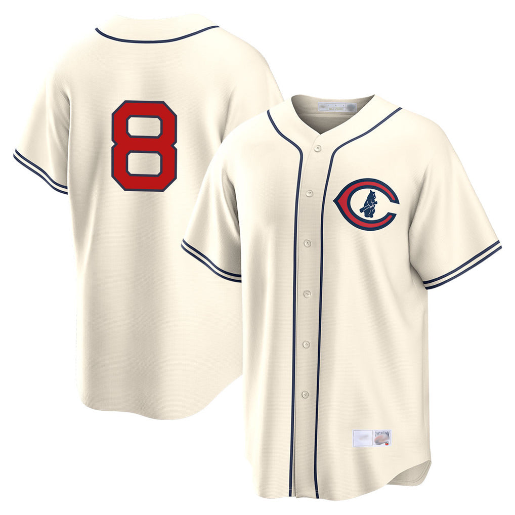 Fenge C.Cubs #8 Ian Happ Player Cream Field of Dreams Home Game Stitched Jerseys
