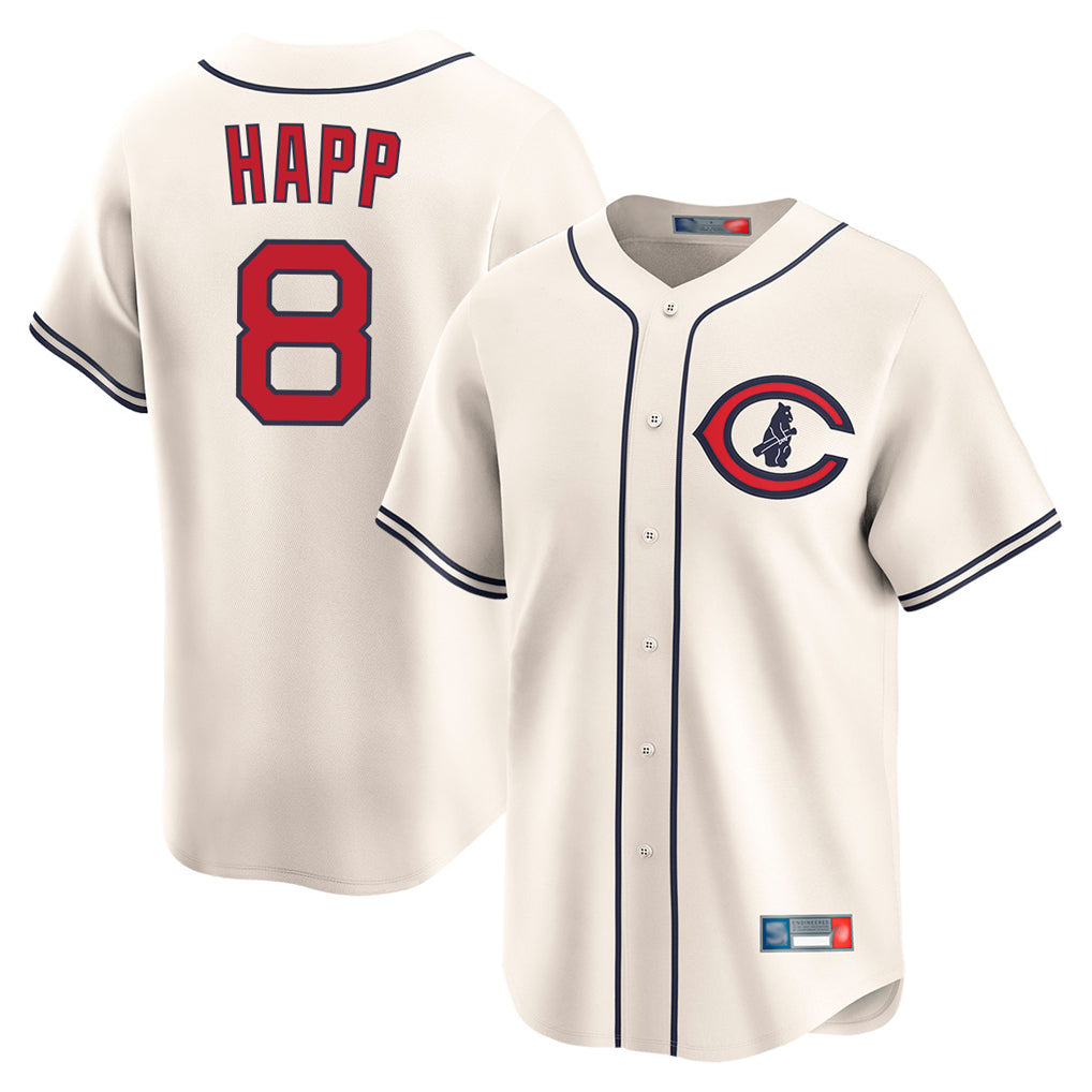 Fenge C.Cubs #8 Ian Happ Player Cream Field of Dreams Limited Home Game Stitched Jerseys