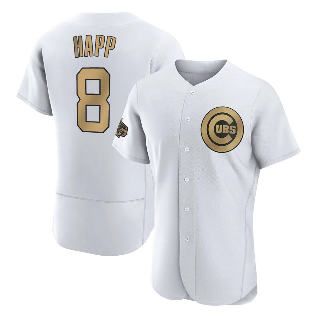 Fenge C.Cubs #8 Ian Happ Player Gold All-Star Limited Elite Home Game Stitched Jerseys