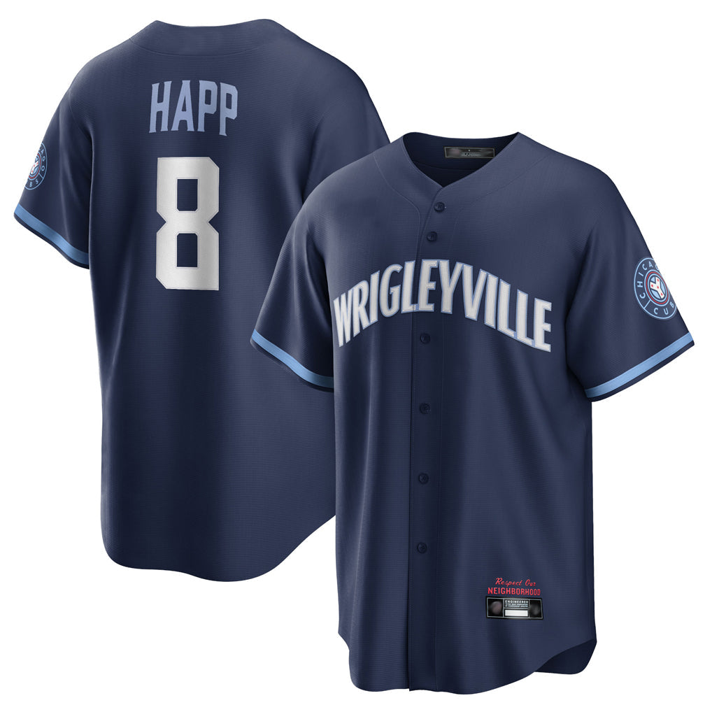 Fenge C.Cubs #8 Ian Happ Player Navy City Connect Home Game Stitched Jerseys