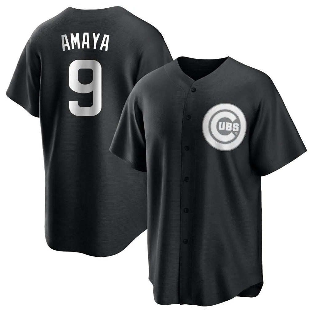 Fenge C.Cubs #9 Miguel Amaya Player Black Game Stitched Jerseys