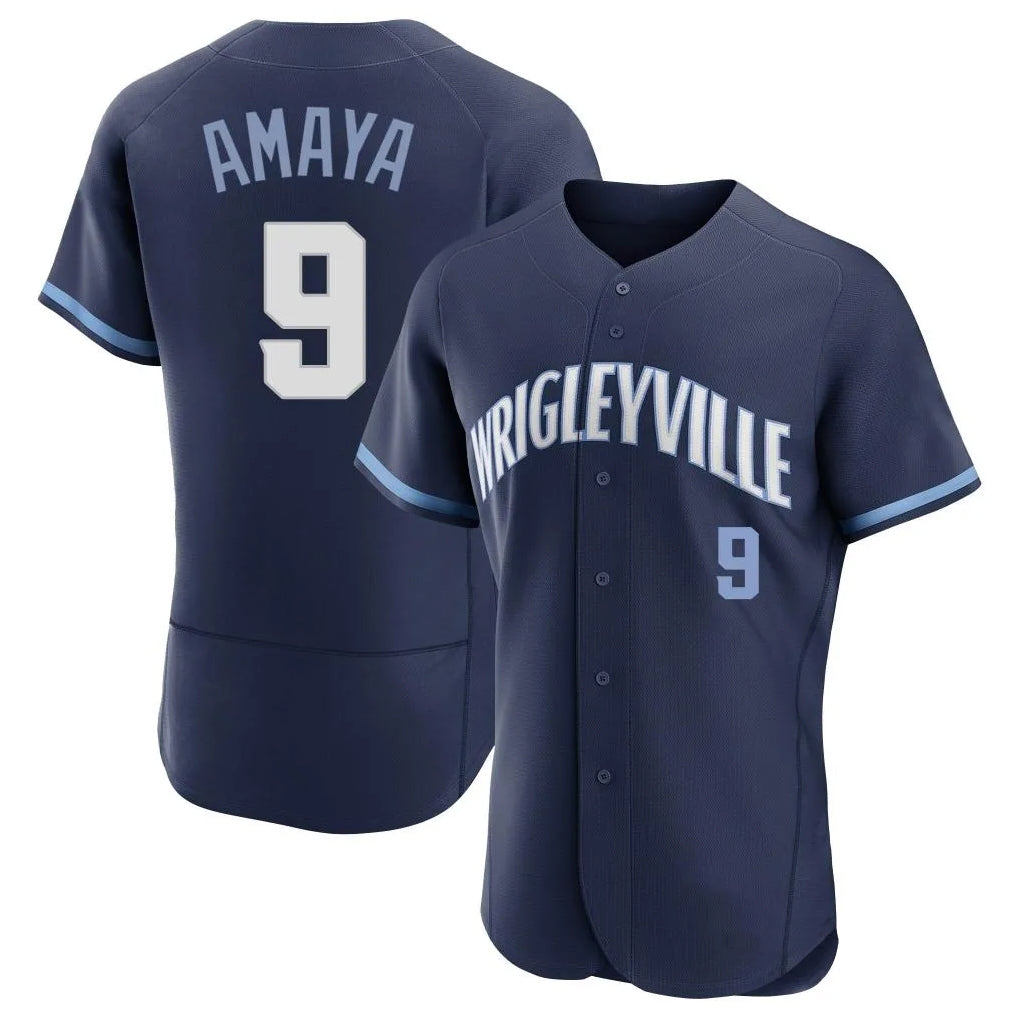 Fenge C.Cubs #9 Miguel Amaya Player Navy City Connect Limited Elite Home Stitched Jerseys