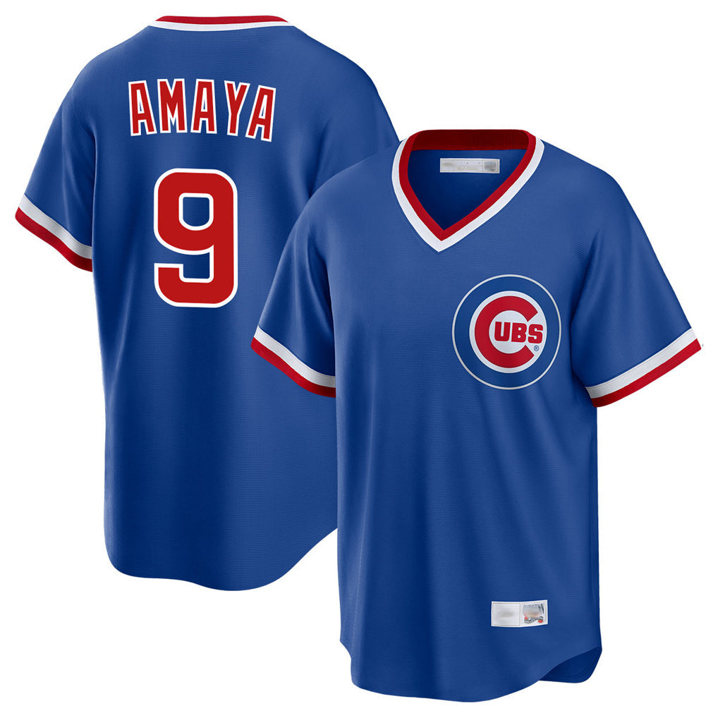 Fenge C.Cubs #9 Miguel Amaya Player Royal T-shirt Cooperstown Collection Limited Stitched Jerseys
